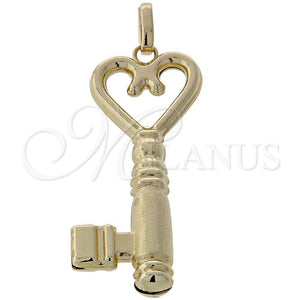 Dije Elegante 5.179.022 Oro Laminado, Diseño de Llave, Pulido, Tono Dorado