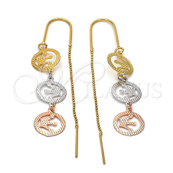 Arete Violador 5.095.006 Oro Laminado, Diseño de Corona, Diamantado, Tres Tonos