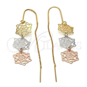 Arete Violador 5.095.004 Oro Laminado, Diseño de Estrella, Pulido, Tres Tonos