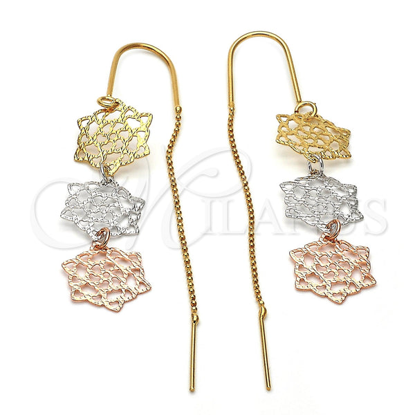Arete Violador 5.095.004 Oro Laminado, Diseño de Estrella, Pulido, Tres Tonos