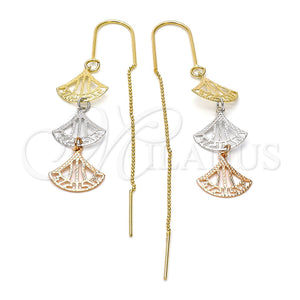 Arete Violador 5.095.002 Oro Laminado, Diseño de Concha, Diamantado, Tres Tonos