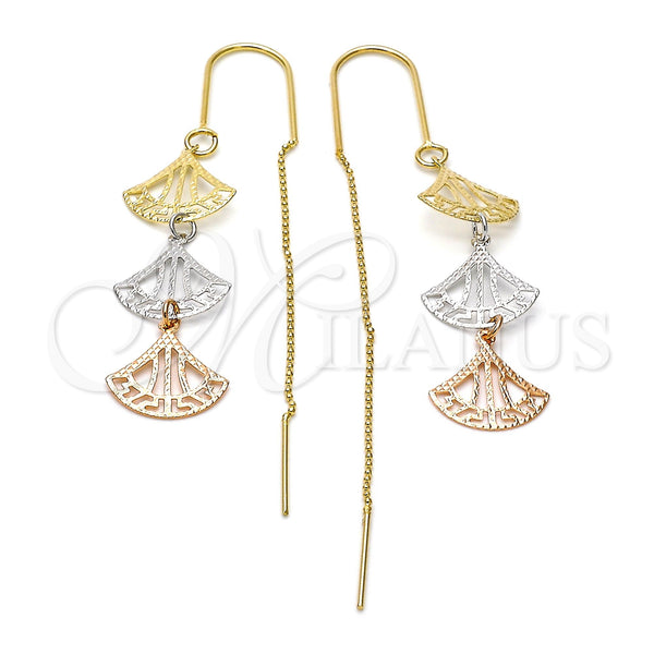 Arete Violador 5.095.002 Oro Laminado, Diseño de Concha, Diamantado, Tres Tonos