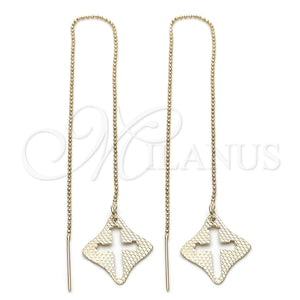 Arete Violador 5.113.001 Oro Laminado, Diseño de Cruz, Pulido, Tono Dorado