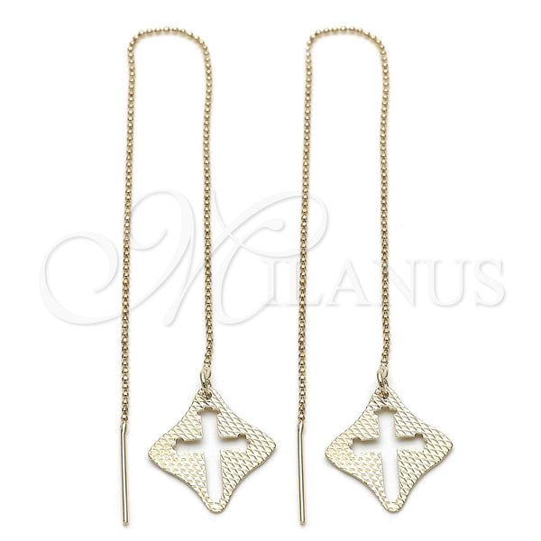 Arete Violador 5.113.001 Oro Laminado, Diseño de Cruz, Pulido, Tono Dorado