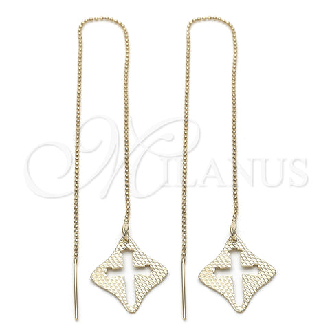 Arete Violador 5.113.001 Oro Laminado, Diseño de Cruz, Pulido, Tono Dorado