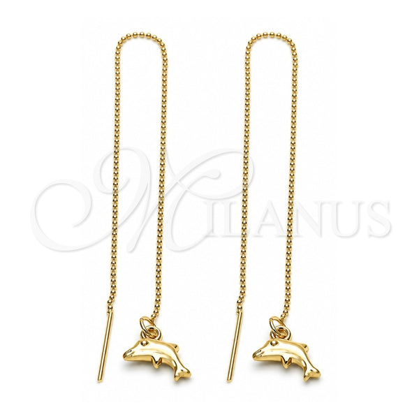 Arete Violador 5.122.015 Oro Laminado, Diseño de Delfín, Pulido, Tono Dorado