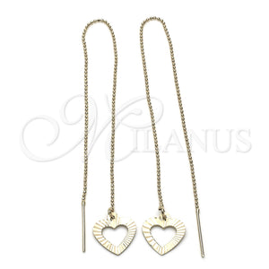 Arete Violador 02.63.1623 Oro Laminado, Diseño de Corazón, Diamantado, Tono Dorado
