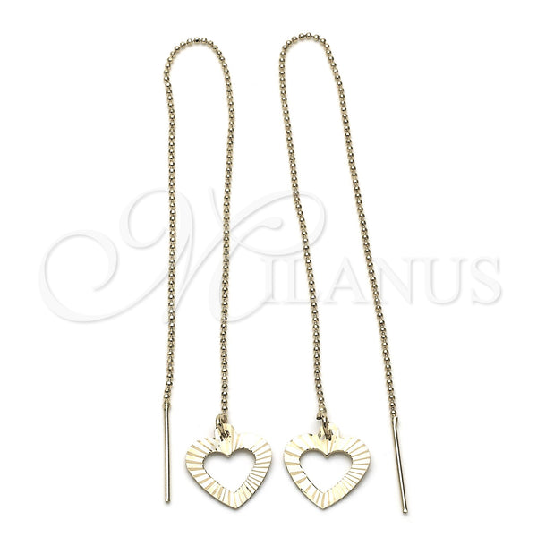 Arete Violador 02.63.1623 Oro Laminado, Diseño de Corazón, Diamantado, Tono Dorado