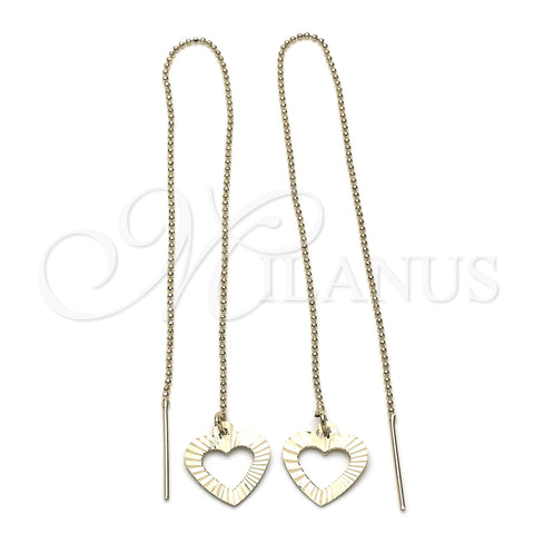 Arete Violador 02.63.1623 Oro Laminado, Diseño de Corazón, Diamantado, Tono Dorado