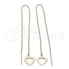 Arete Violador 02.63.1623 Oro Laminado, Diseño de Corazón, Diamantado, Tono Dorado