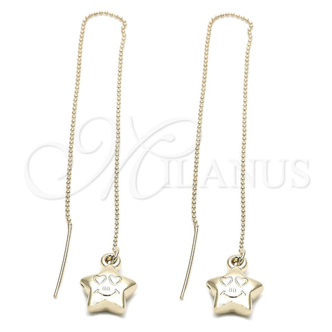 Arete Violador 5.114.008 Oro Laminado, Diseño de Estrella, Pulido, Tono Dorado
