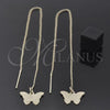 Arete Violador 5.114.009 Oro Laminado, Diseño de Mariposa, Pulido, Tono Dorado
