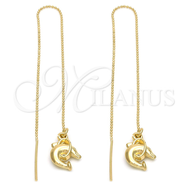 Arete Violador 5.117.011 Oro Laminado, Diseño de Delfín, Pulido, Tono Dorado