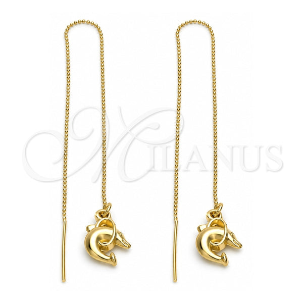 Arete Violador 5.117.011 Oro Laminado, Diseño de Delfín, Pulido, Tono Dorado