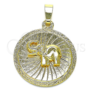 Dije Elegante 5.182.012 Oro Laminado, Diseño de Elefante, Diamantado, Tono Dorado