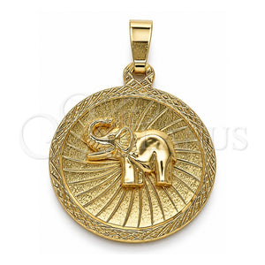 Dije Elegante 5.182.012 Oro Laminado, Diseño de Elefante, Diamantado, Tono Dorado