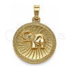 Dije Elegante 5.182.012 Oro Laminado, Diseño de Elefante, Diamantado, Tono Dorado