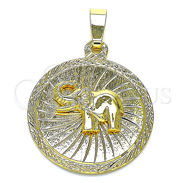Dije Elegante 5.182.012 Oro Laminado, Diseño de Elefante, Diamantado, Tono Dorado