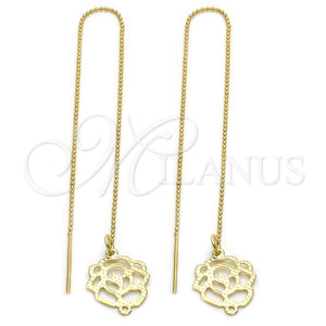 Arete Violador 5.117.001 Oro Laminado, Diseño de Flor, Diamantado, Tono Dorado