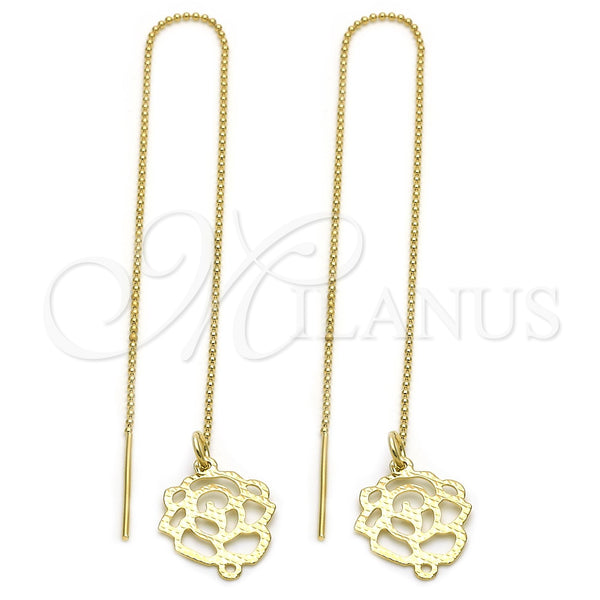Arete Violador 5.117.001 Oro Laminado, Diseño de Flor, Diamantado, Tono Dorado