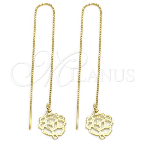 Arete Violador 5.117.001 Oro Laminado, Diseño de Flor, Diamantado, Tono Dorado