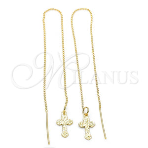 Arete Violador 5.122.013 Oro Laminado, Diseño de Cruz, Pulido, Tono Dorado