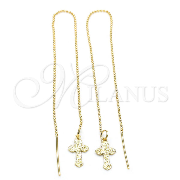 Arete Violador 5.122.013 Oro Laminado, Diseño de Cruz, Pulido, Tono Dorado