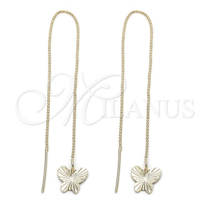 Arete Violador 5.117.010 Oro Laminado, Diseño de Mariposa, Pulido, Tono Dorado