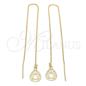 Arete Violador 5.115.008 Oro Laminado, Diseño de Llave Griega, Pulido, Tono Dorado