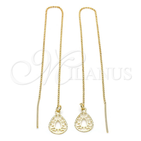 Arete Violador 5.115.008 Oro Laminado, Diseño de Llave Griega, Pulido, Tono Dorado