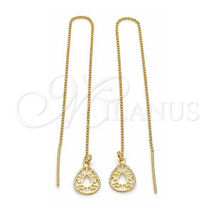 Arete Violador 5.115.008 Oro Laminado, Diseño de Llave Griega, Pulido, Tono Dorado