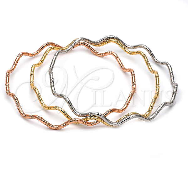 Aro Trio 5.231.001.06 Oro Laminado, Diamantado, Tres Tonos (04 MM Thickness, One size fits all)