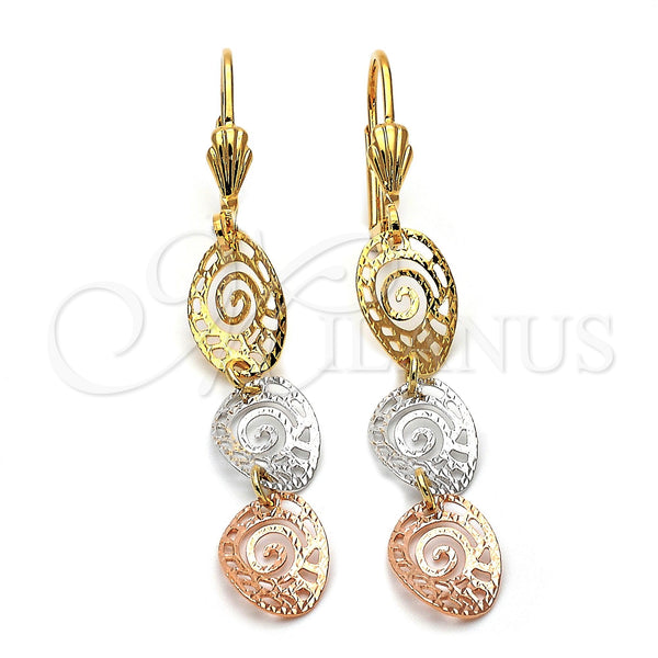 Arete Largo 5.065.009 Oro Laminado, Pulido, Tres Tonos