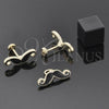 Juego de Arete y Dije de Nino 10.09.0013 Oro Laminado, Diseño de Bigote, Esmaltado, Tono Dorado