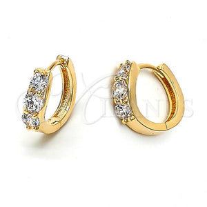Argolla Huggie 5.131.012 Oro Laminado, con Blanca Zirconia Cubica, Pulido, Tono Dorado