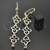 Arete Largo 5.101.001 Oro Laminado, Diseño de Mariposa, con Blanca Zirconia Cubica, Diamantado, Tres Tonos