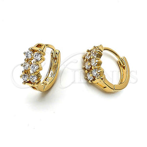Argolla Huggie 5.131.018 Oro Laminado, con Blanca Zirconia Cubica, Pulido, Tono Dorado