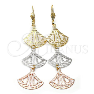 Arete Largo 5.083.001 Oro Laminado, Diamantado, Tres Tonos