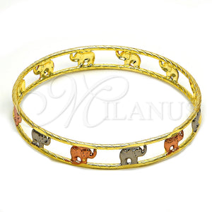 Aro Individual 5.261.004.05 Chapa de Oro, Diseño de Elefante, Diamantado, Tres Tonos (09 MM Thickness, Size 5 (2.50 Diameter))
