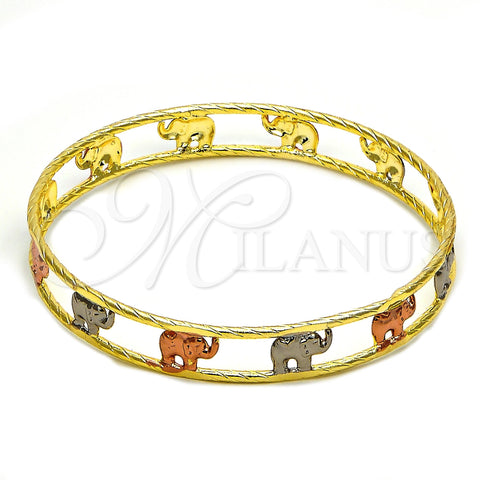 Aro Individual 5.261.004.05 Chapa de Oro, Diseño de Elefante, Diamantado, Tres Tonos (09 MM Thickness, Size 5 (2.50 Diameter))