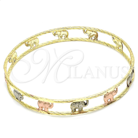 Aro Individual 5.261.004.06 Chapa de Oro, Diseño de Elefante, Diamantado, Tres Tonos (09 MM Thickness, Size 6 (2.75 Diameter))