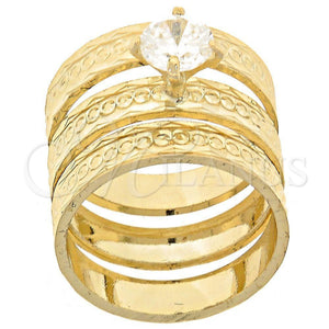 Anillo de Boda 5.164.002.06 Oro Laminado, Diseño de Triple, con Blanca Zirconia Cubica, Diamantado, Tono Dorado (Size 6)