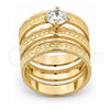 Anillo de Boda 5.164.002.06 Oro Laminado, Diseño de Triple, con Blanca Zirconia Cubica, Diamantado, Tono Dorado (Size 6)