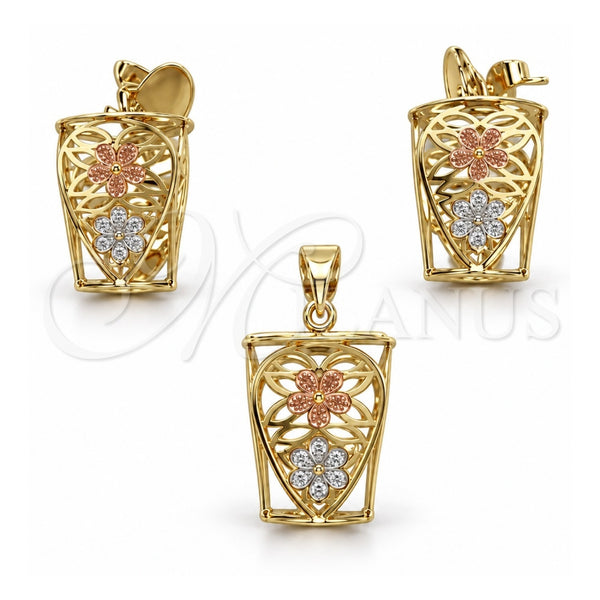 Juego de Arete y Dije de Adulto 5.051.002 Oro Laminado, Pulido, Tono Dorado