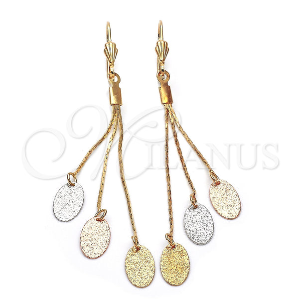 Arete Largo 5.068.009 Oro Laminado, Pulido, Tres Tonos
