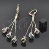 Arete Largo 5.064.002 Oro Laminado, Diseño de Hebilla del Cinturón, Diamantado, Tres Tonos