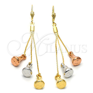 Arete Largo 5.064.002 Oro Laminado, Diseño de Hebilla del Cinturón, Diamantado, Tres Tonos