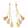 Arete Largo 5.064.002 Oro Laminado, Diseño de Hebilla del Cinturón, Diamantado, Tres Tonos