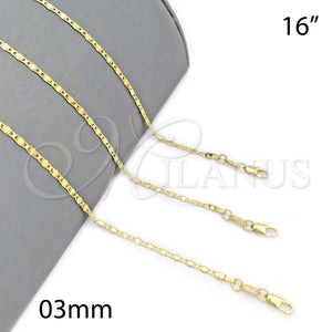 Gargantilla Basica 5.223.020.16 Oro Laminado, Diseño de Mariner, Pulido, Tono Dorado (0.50 Gauge, 16 Inches Length)