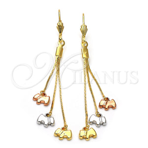 Arete Largo 5.103.002 Oro Laminado, Diseño de Perro, Pulido, Tres Tonos
